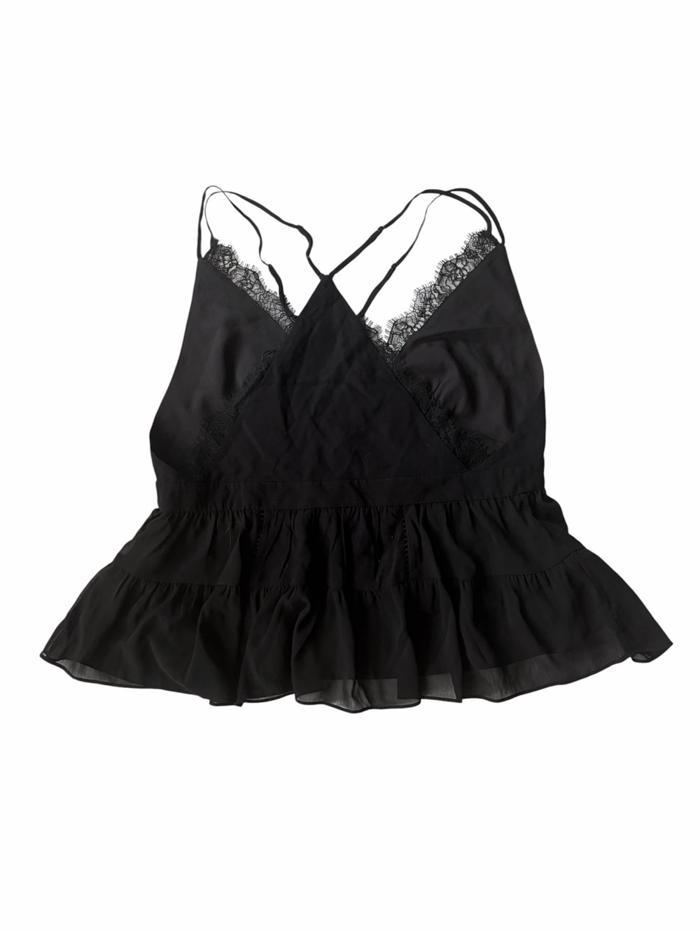 AllSaints Rowan Lace Silk Blend Asymmetrical Peplum Cami 8 NWT - Picture 3 of 9